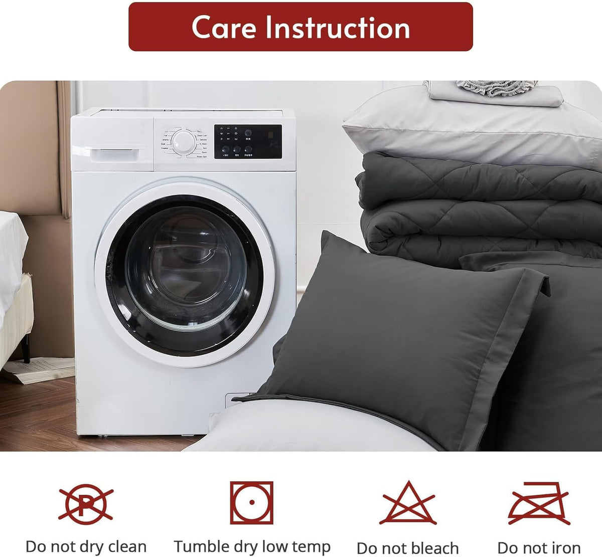 queen comforter set 7 pieces, reversible bed in, view 9