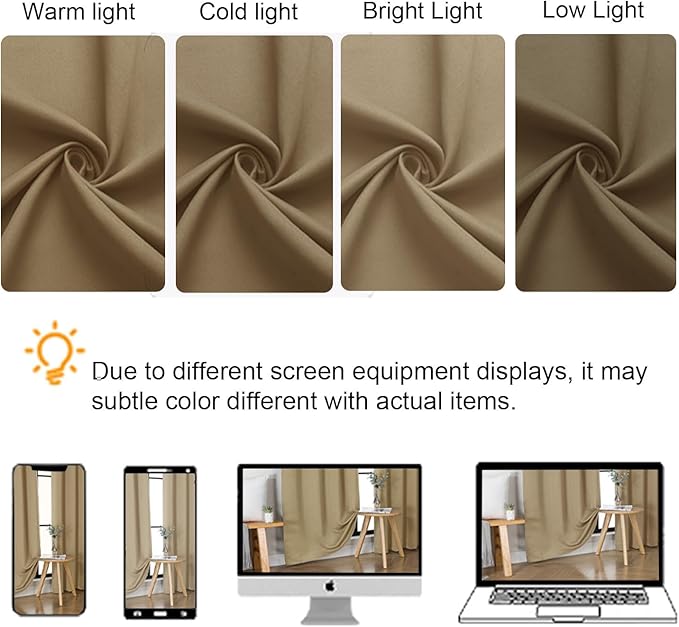 Gwine Taupe Blackout Curtains 30 Inch Length, Short Kitchen Curtains - Image 6