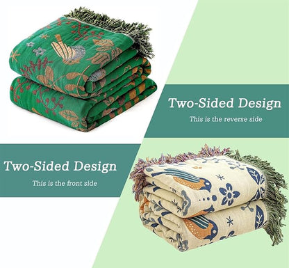 Green Fall Blanket 60''x 80'' Boho Throw Blankets - Image 2