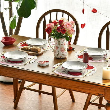 Artoid Mode Heart-Shaped Buttons Valentine Round Placemats Set of 4, 14 Inch - Image 3