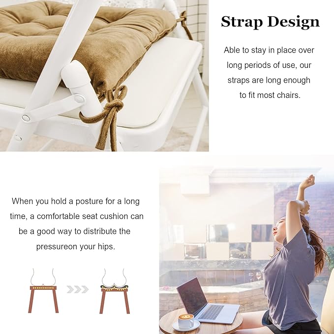 Set of 4 Square Chair Pads Indoor Seat Cushions Pillows - Image 4