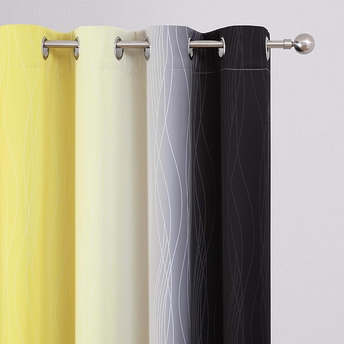 Estelar Textiler Black and Yellow Ombre Blackout Curtains - Image 4