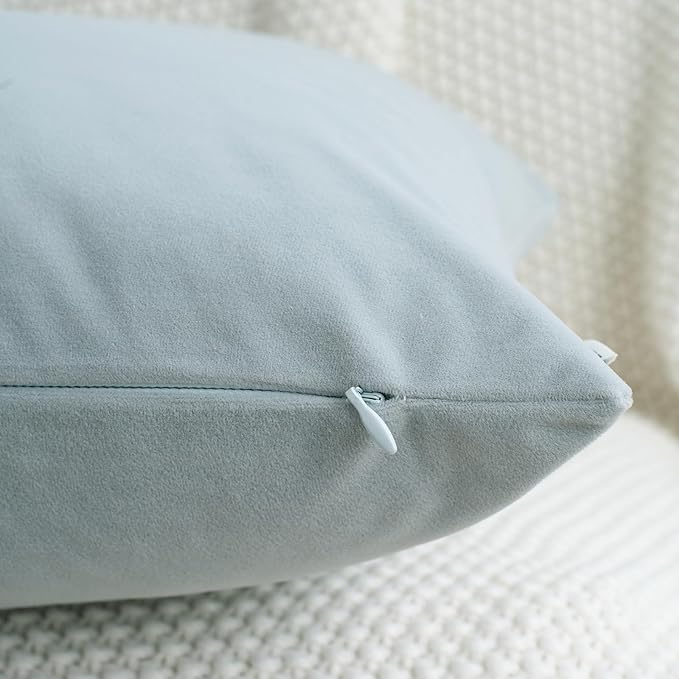 HWY 50 Baby Blue Velvet Rectangular Throw Pillow Covers 12x20 Inch - Image 4