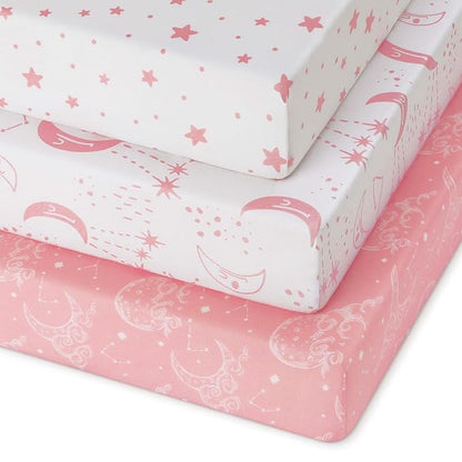 Pack and Play Sheets Fitted 3 Pack, Mini Crib Sheets by Unnivoll