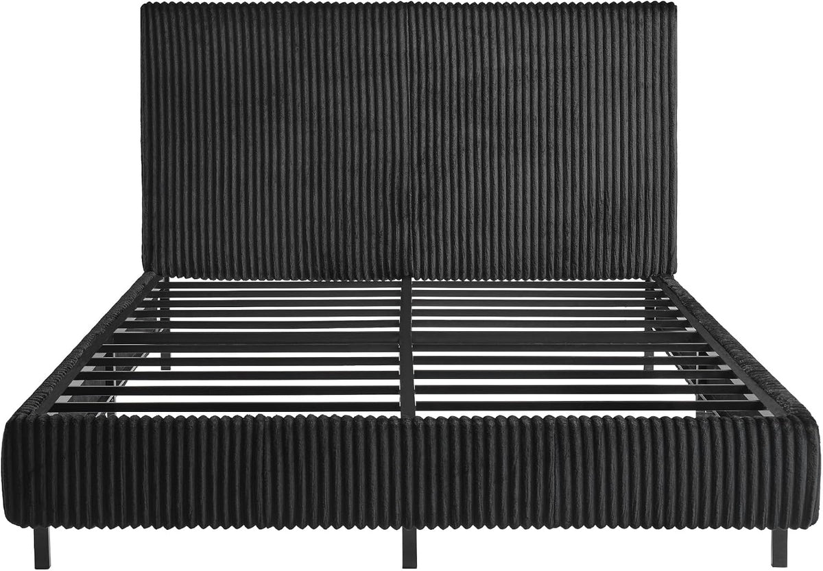 amerlife upholstered bed frame, metal bed with headboard, view 9