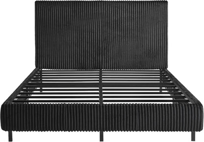 amerlife upholstered bed frame, metal bed with headboard, view 9