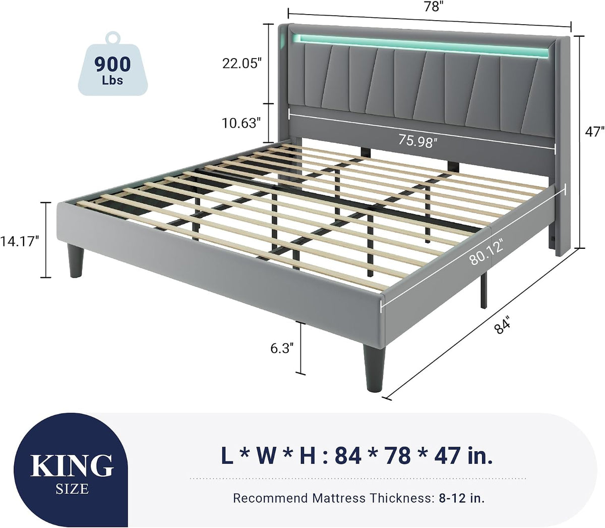 allewie king size led platform bed frame with on a desk or shelf