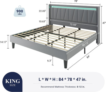 allewie king size led platform bed frame with on a desk or shelf
