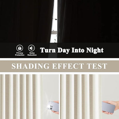 Vision Home Natural Pinch Pleated Full Blackout Curtains Linen Blended Room - Image 6