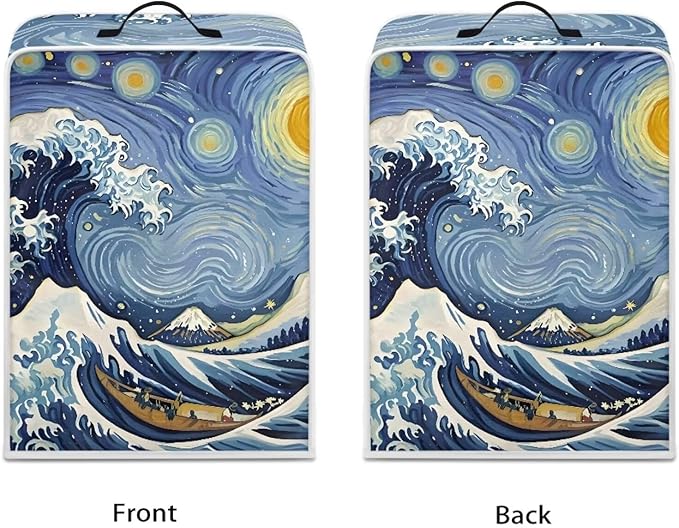 Starry Night Great Wave Print Coffee Maker Covers - Image 2