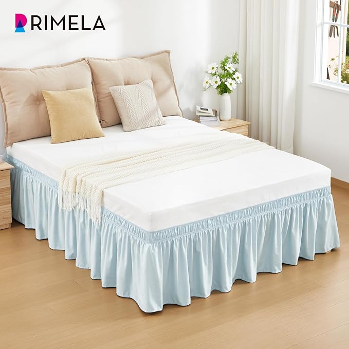 RIMELA Grayish Blue Bed Skirt King Size 18 Inch Drop, Wrap Around Elastic - Image 9