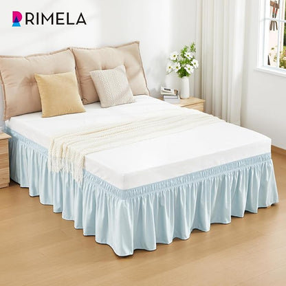 RIMELA Grayish Blue Bed Skirt King Size 18 Inch Drop, Wrap Around Elastic - Image 9