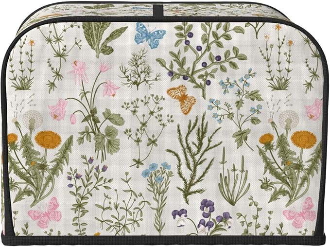 Vintage Flower Wild Herb Floral 4 Slice Toaster Cover, Waterproof Toaster Dust - Image 3