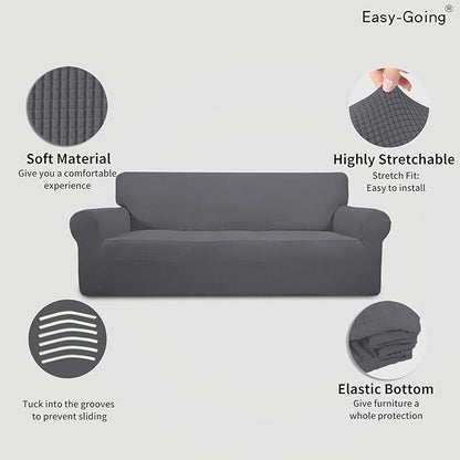 Easy-Going Stretch 4 Seater Sofa Slipcover 1-Piece Sofa Cover Furniture - Image 3