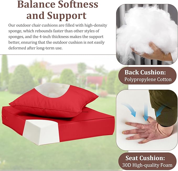 Outdoor Deep Seat Cushions for Patio Furniture Set of 2, Waterproof Outdoor - Image 5