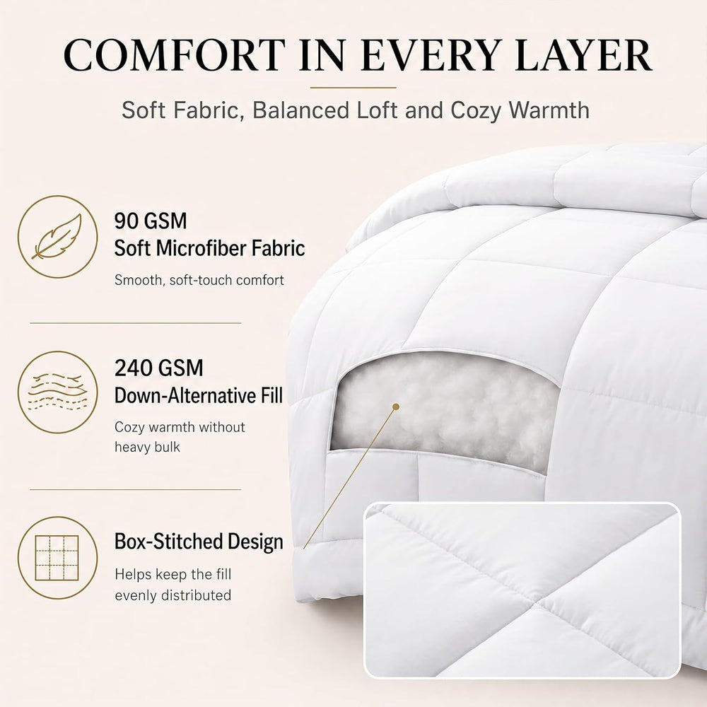 CozyLux Full Size Comforter Sets White - 7 Pieces Bed in a Bag