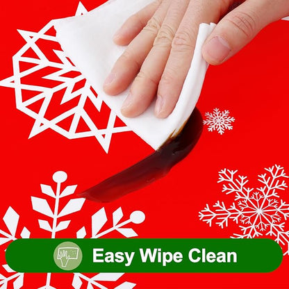 Smiry Plastic Christmas Tablecloth, Snowflake Waterproof Elastic Fitted Table - Image 4