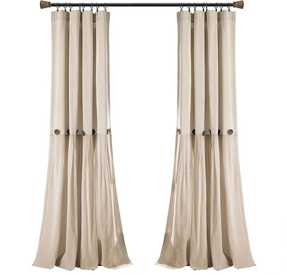 Lush Decor Linen Button Window Curtain Panel, Dark Linen - Image 7
