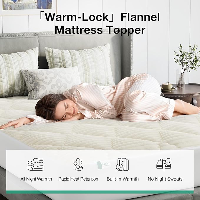 Novilla Full Soft Mattress Topper, Fluffy Pillow Top Mattress Pad - Image 3
