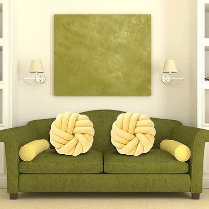 Fumete 2 Pcs 14 Inches Knot Pillow Round Throw Soft Plush Knot Ball Pillow - Image 7