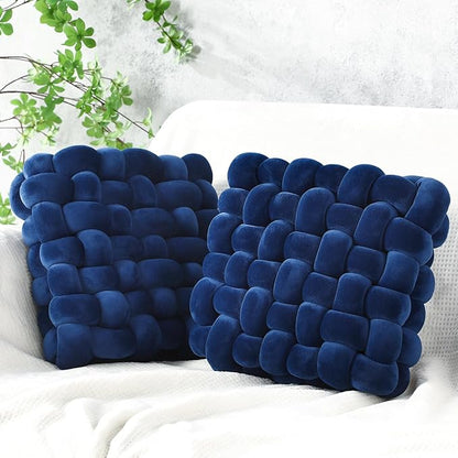 Wenqik 2 Pcs Knot Pillows Square Knotted Plush Throws Soft Accent Pillows by Wenqik