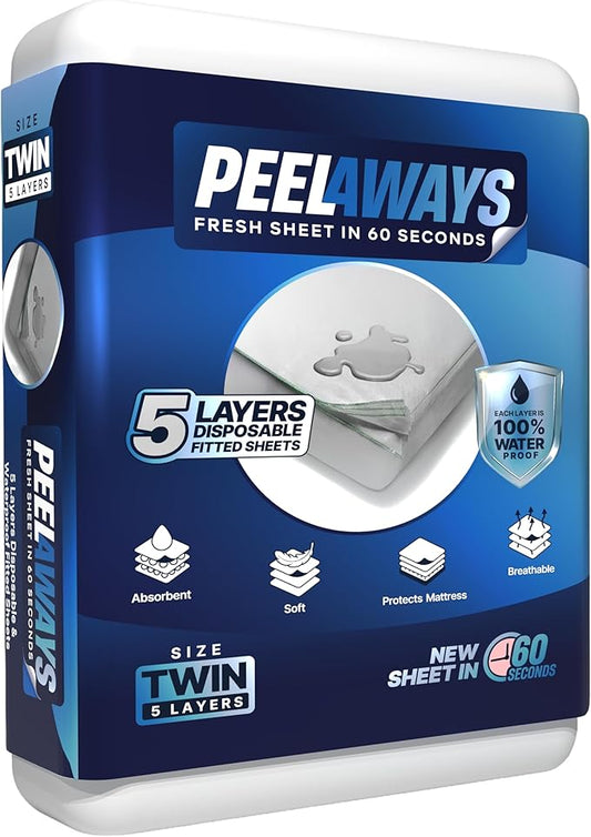 Peelaways Waterproof Disposable Bed Sheets – As Seen On Shark Tank | 5-Layer by PEELAWAYS
