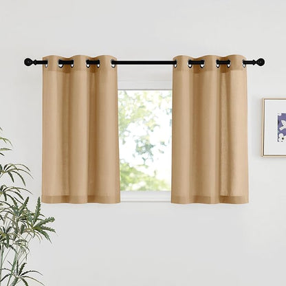 NICETOWN Burlap Linen Kitchen Window Curtains Over Sink, Grommet Thick Linen by NICETOWN