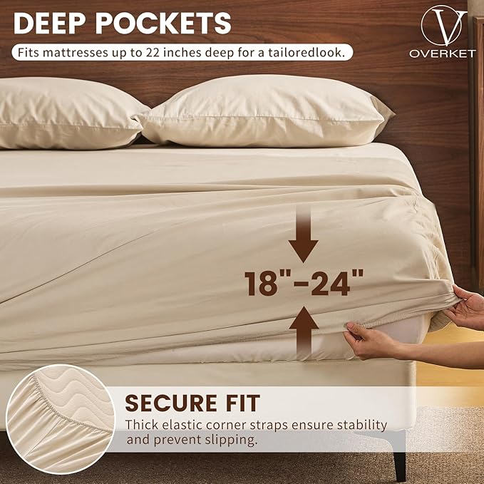 100% Linen Sheet Set Queen Size Extra Deep Pocket Fits 18-24 Inch Mattress - Image 2