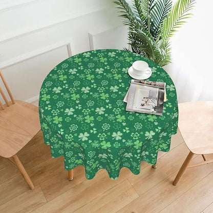 St.Patrick's Day Tablecloth Round 70×70 Inch, Spring Green Luck Shamrock - Image 3