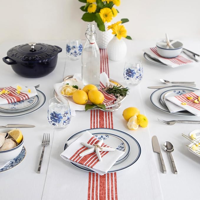 Solino Home Stripe Linen Table Runner 120 Inches Long - Image 2