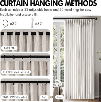 MIULEE Pinch Pleated Thick Linen Curtains 84 Inch 4 Panels Set Back Tab Memory - Image 8