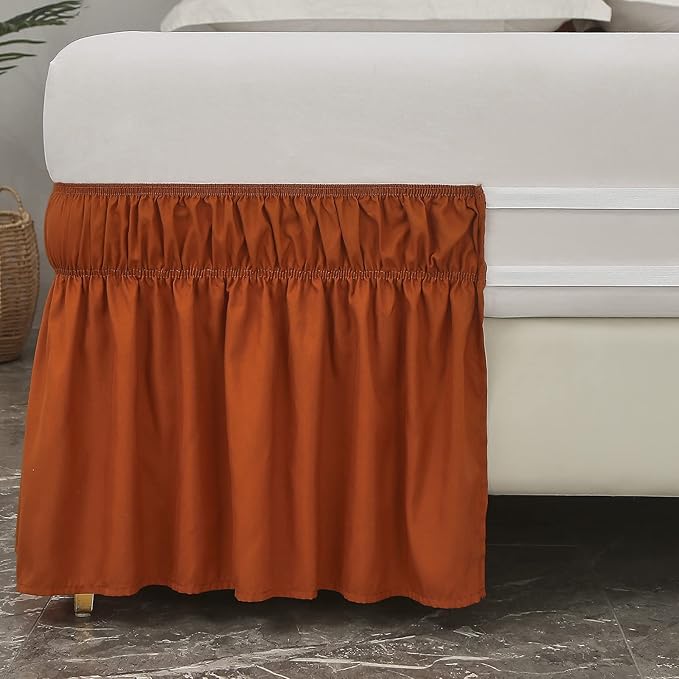 MEILA Wrap Around Bed Skirt Three Fabric Sides Elastic Dust Ruffled 24 Inch - Image 3