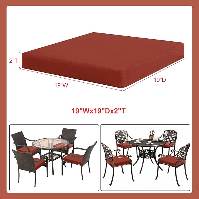 Favoyard Outdoor Chair Cushion Set of 4 Rainproof & Color Fade Resistant 19 x - Image 3