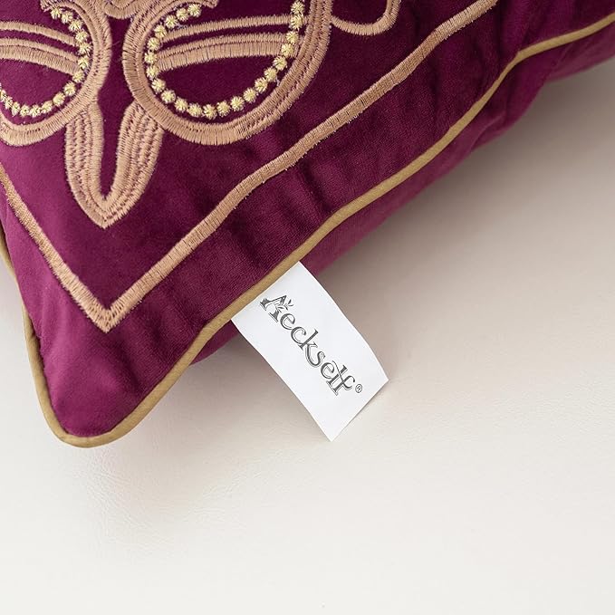 Aeckself Floral Pillow Cover 18x18 Inch, Luxury Velvet Embroidered Decorative - Image 7
