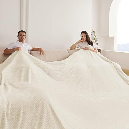 Oversized King Fleece Blanket 120x120 Inches, Seamless Soft Cozy 3D Jacquard - Image 2