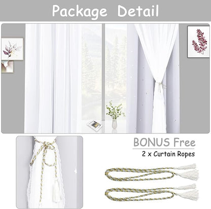 Kinryb White Star Cut-Out Window Curtains - Image 6