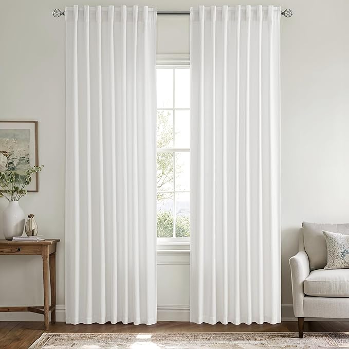 MIULEE Non-See-Through Privacy Linen Curtains 2 Panels, Light Filtering Window - Image 3
