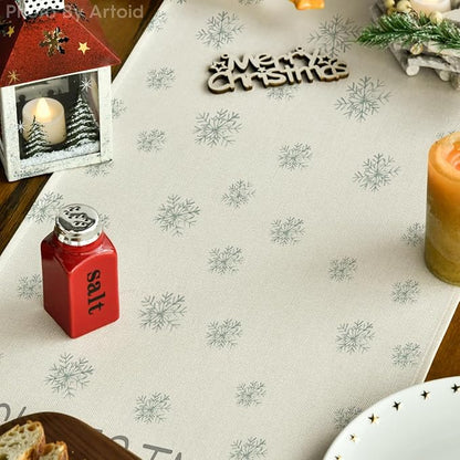 Artoid Mode Beige Pine Tree Snowflake Merry Christmas Table Runner, Seasonal - Image 3