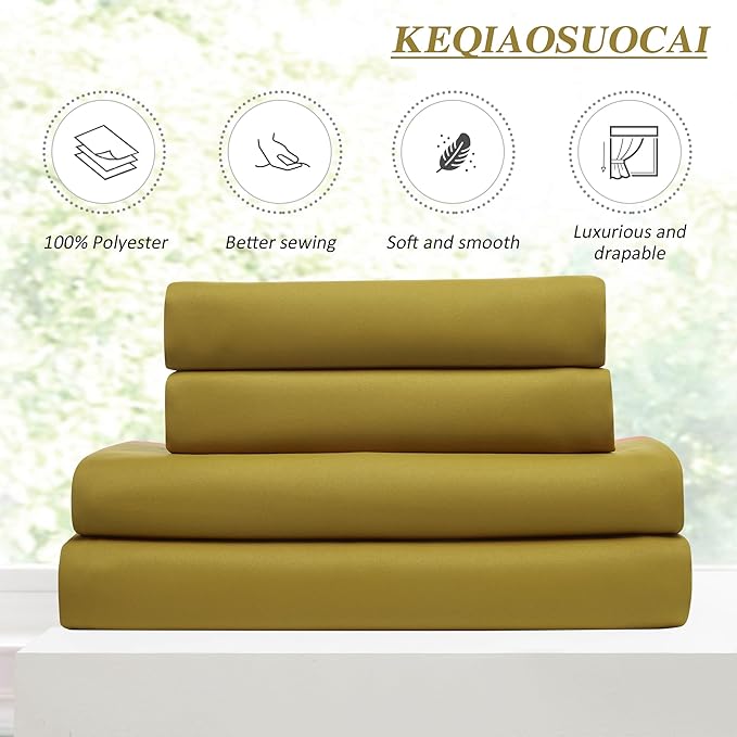 KEQIAOSUOCAI Yellow Pinch Pleated Curtains 120 Inch Length 2 Panels Set Noise - Image 5