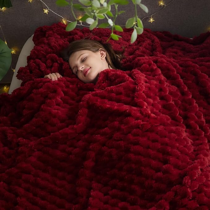 NEWCOSPLAY Super Soft Queen Blanket Red Premium Silky Flannel Fleece 3D Clouds by NEWCOSPLAY