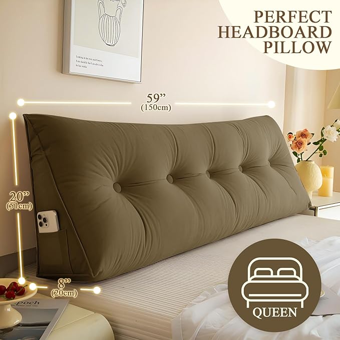 Headboard Pillow Queen, Large Triangular Wedge Headboard Pillow - Image 3