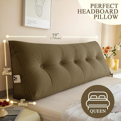 Headboard Pillow Queen, Large Triangular Wedge Headboard Pillow - Image 3