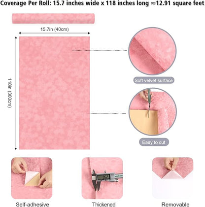 Coral Pink Drawer Liner Self Adhesive Velvet Flocking Liner - Image 8