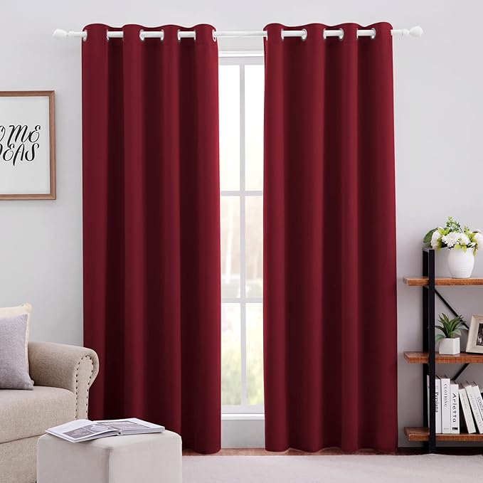 HOMEIDEAS Burgundy Red Blackout Curtains by HOMEIDEAS
