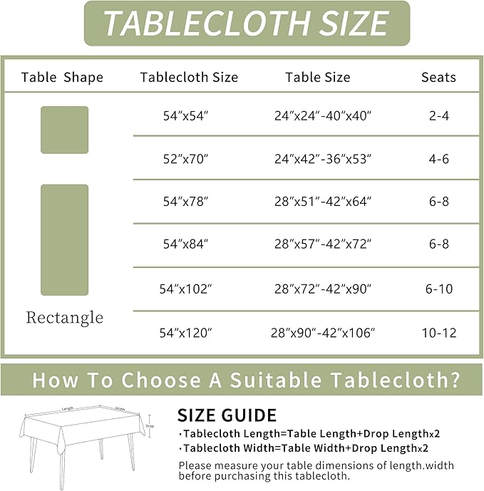 Rectangle Table Cloth, 100% Waterproof Tablecloth Oil Proof Spill Proof Vinyl - Image 4