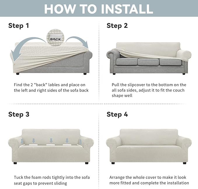 LURKA Stretch Oversized Sofa Slipcovers 1 Piece Couch Covers - Image 7