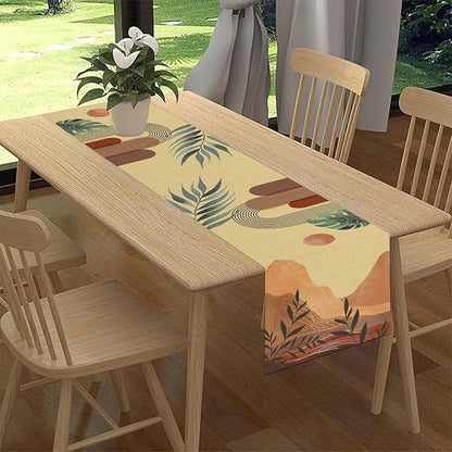 Abstract Mid Century Table Runner, Modern Mountain Sunset Boho Tropical Palm - Image 2