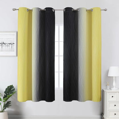 Estelar Textiler Black and Yellow Blackout Curtains - Image 2