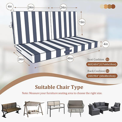 Outdoor Loveseat Cushions, 46x24 Outdoor Chair Cushions - Image 3