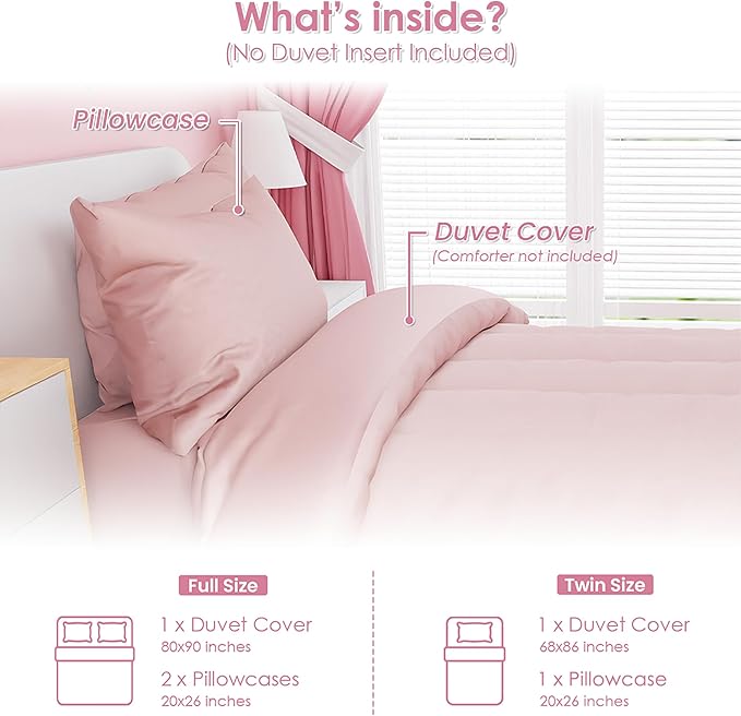 SANDJEST Pink Duvet Cover Sets Twin Size - Image 2